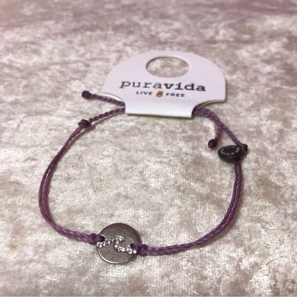 Pura Vida NEW Wave Lavender Purple Adjustable Bracelet NWT Pave Coin Silver Cute - Picture 2 of 7